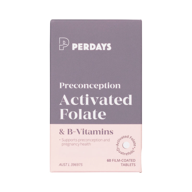 Load image into Gallery viewer, PERDAYS PRECONCEPTION ACTIVATED FOLATE & B-VITAMINS 60T