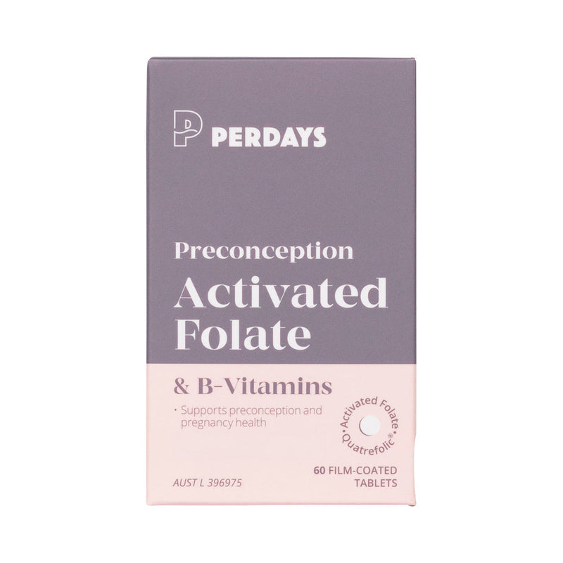 Load image into Gallery viewer, PERDAYS PRECONCEPTION ACTIVATED FOLATE & B-VITAMINS 60T