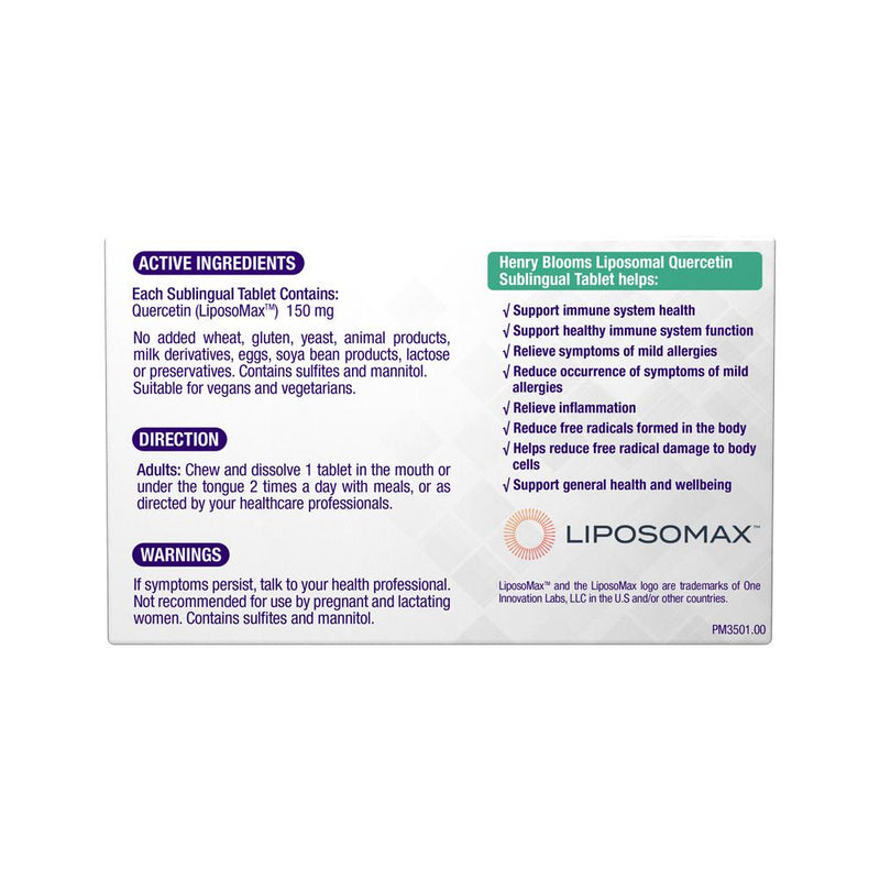 Load image into Gallery viewer, Henry Blooms Liposomal Quercetin Sublingual 30t