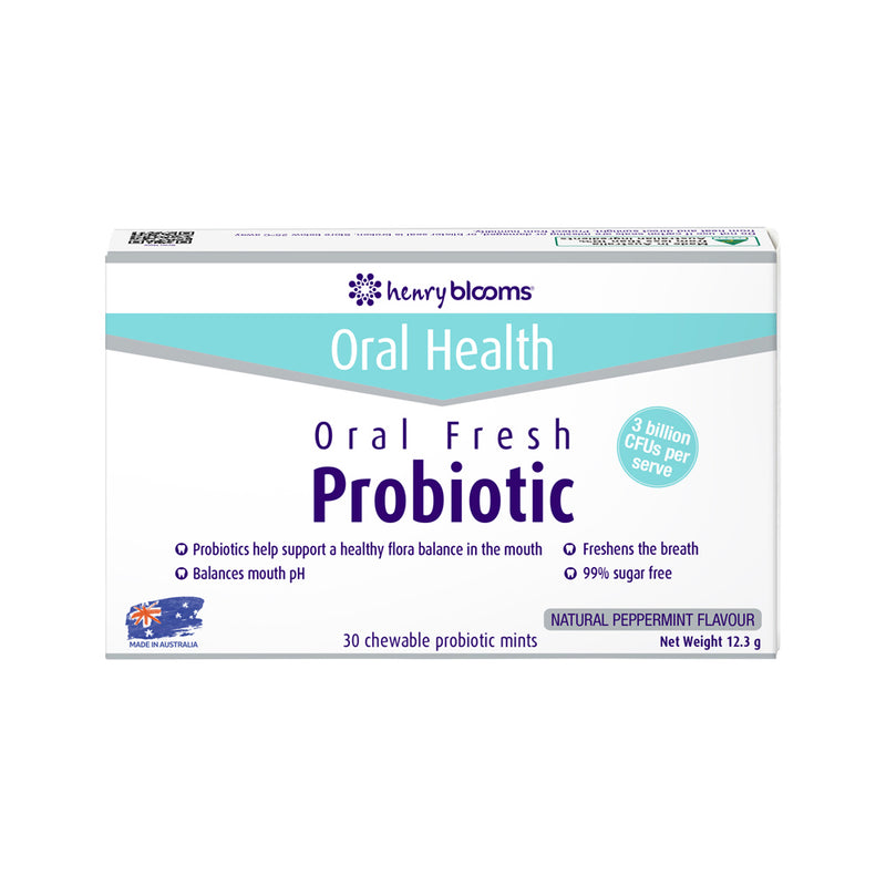 Load image into Gallery viewer, Henry Blooms Oral Health Oral Fresh Probiotic Chewable Peppermint x 30 Pack