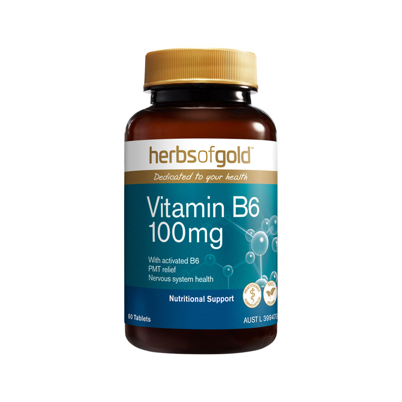Load image into Gallery viewer, Herbs of Gold Vitamin B6 100mg 60t