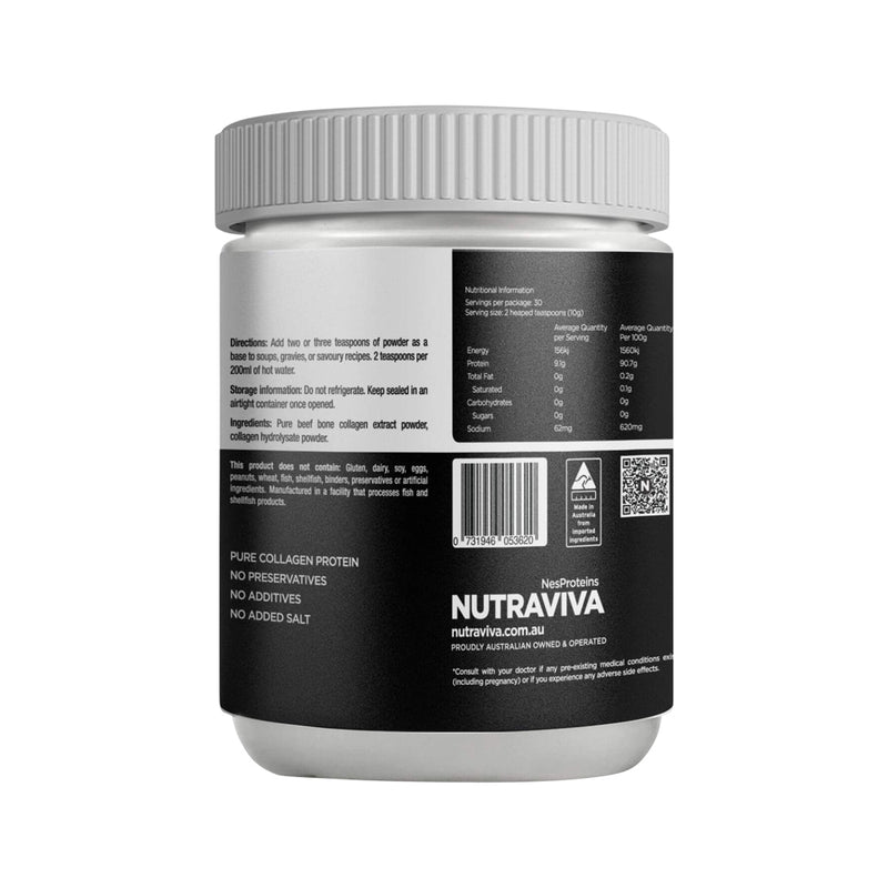 Load image into Gallery viewer, Nutraviva Bone Broth Collagen Enriched (Beef) Pure & Unflavoured 300g