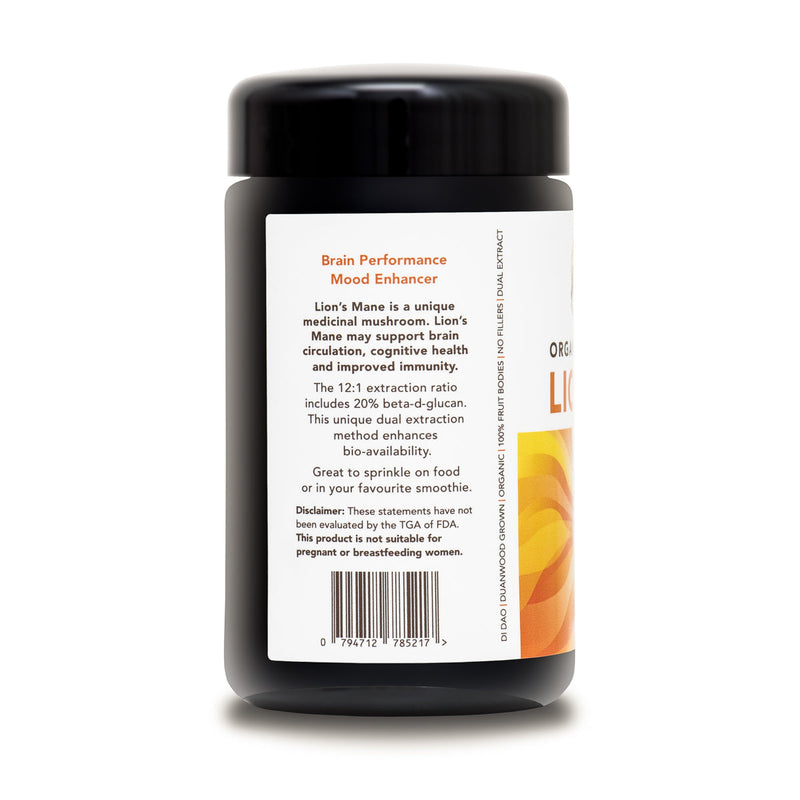Load image into Gallery viewer, Sunbear Health Premium Organic Lion's Mane Extract (10:1 Ratio) - 100g + N-Acetyl-L-Tyrosine – Sunbear Health Supplies – 500mg – 60VCaps
