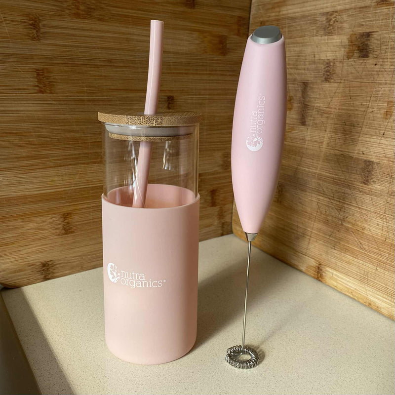 Load image into Gallery viewer, Natura Organics Whiz Stick - Electric Mixer - Pink & Glass Jug