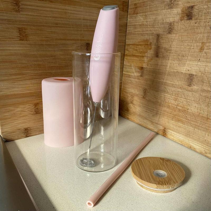 Load image into Gallery viewer, Natura Organics Whiz Stick - Electric Mixer - Pink & Glass Jug