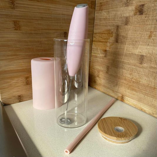 Natura Organics Whiz Stick - Electric Mixer - Pink & Glass Jug