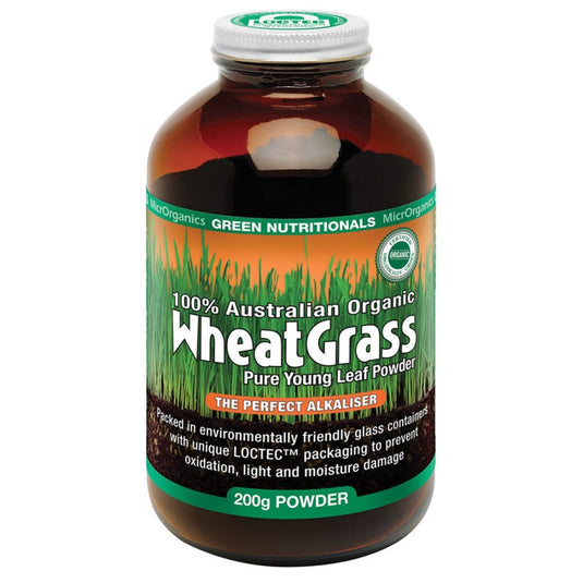 Microrganics Green Nutrit Australian Org Wheatgrass pwd 200g