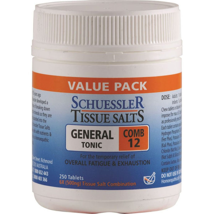 Martin & Pleasance Schuessler Tissue Salts Comb 12 (General Tonic) 250t