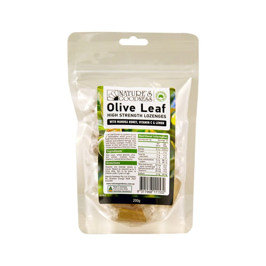 Nature's Goodnesss Olive Leaf Lozenges with Vitamin C, Manuka Honey & Lemon 200g