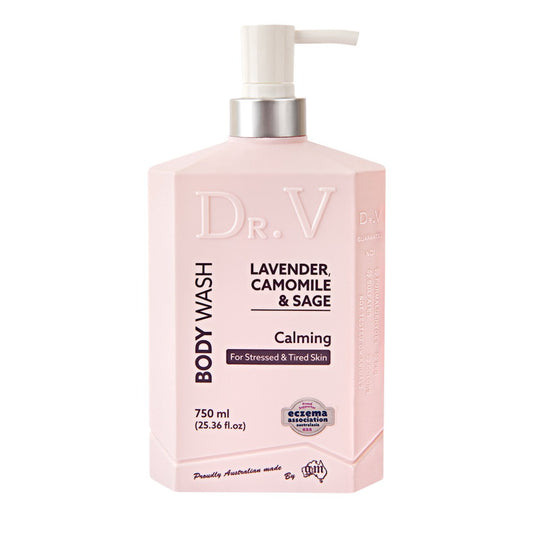 DR. V Body Wash Lavender, Camomile & Sage (Calming for Stressed & Tired Skin) 750ml