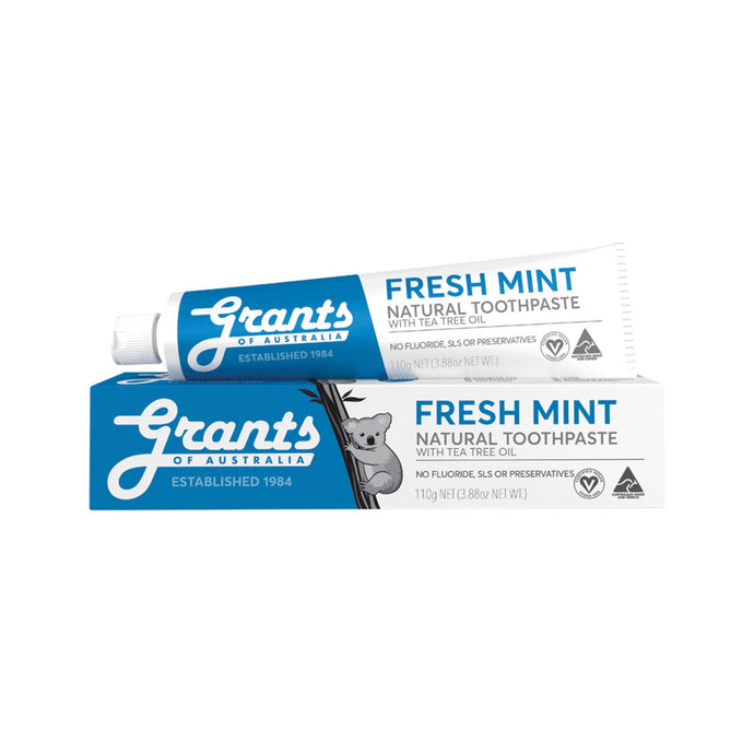 Grants Natural Toothpaste Fresh Mint with Tea Tree Oil (Fluoride Free) 110g