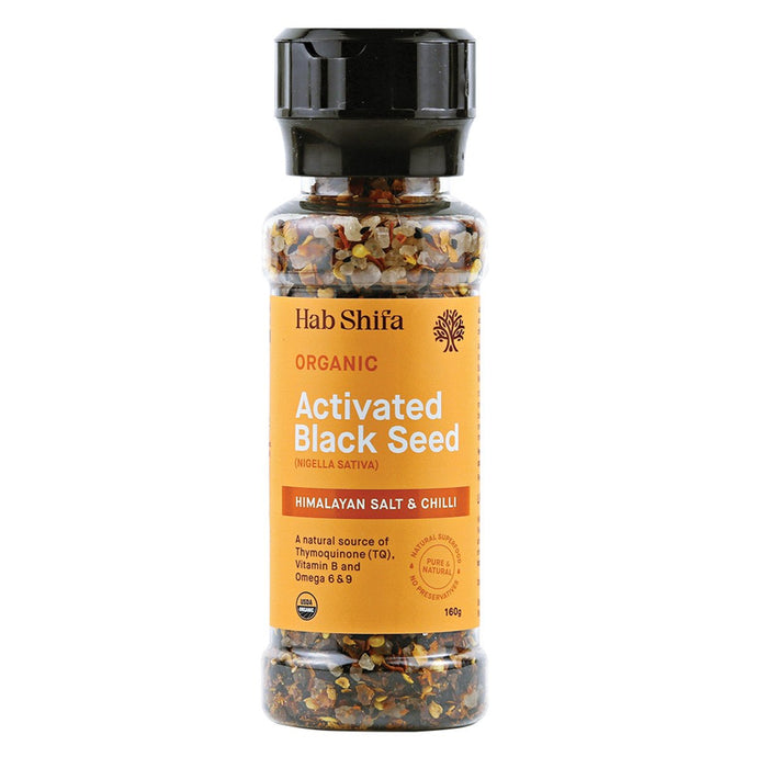 Hab Shifa Organic Activated Black Seed with Himalayan Salt & Chilli Grinder 160g