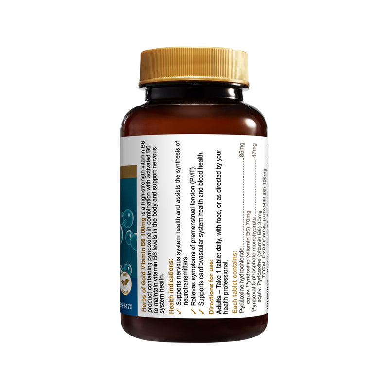 Load image into Gallery viewer, Herbs of Gold Vitamin B6 100mg 60t

