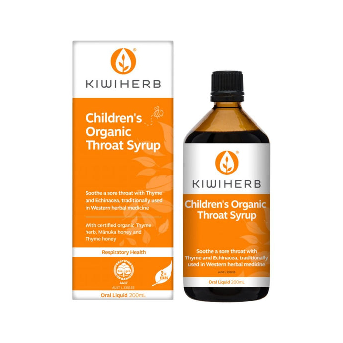 Kiwiherb Children's Organic Throat Syrup 200ml