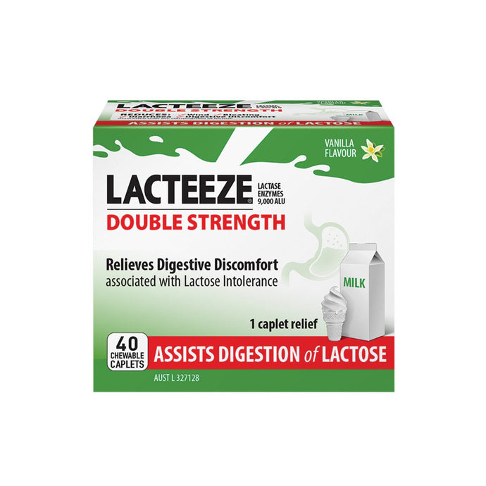 Lacteeze Double Strength Chewable (vanilla flavour) 40c