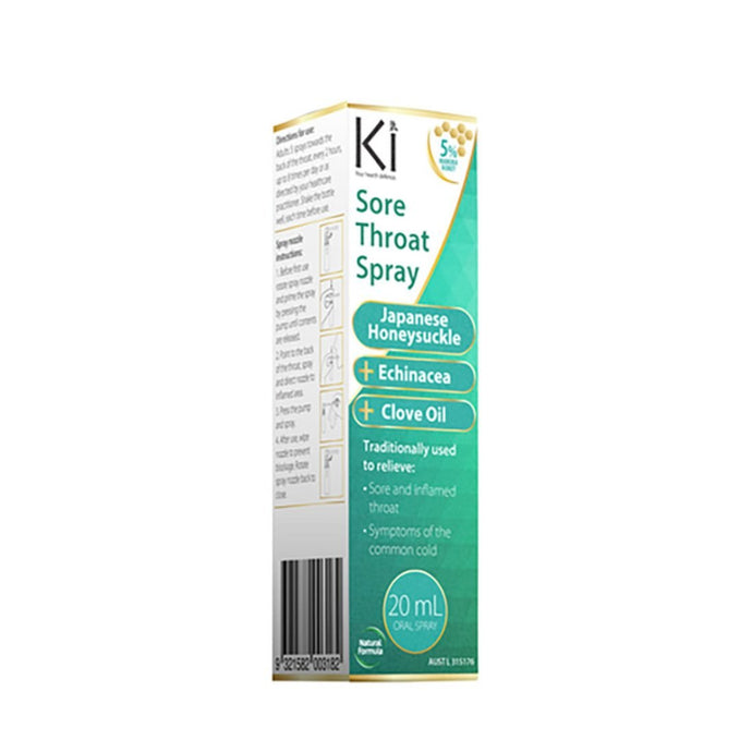 Martin & Pleasance Ki Sore Throat Spray (Japanese Honeysuckle Echinacea Clove Oil) 20ml Oral Spray