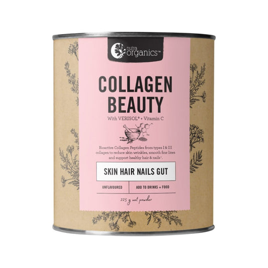 Nutra Organics Collagen Beauty with Verisol + Vitamin C (Skin Hair Nails Gut) Unflavoured 225g