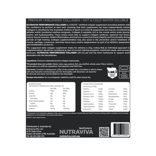 Nutraviva Performance Collagen (Beef) Unflavoured 800g