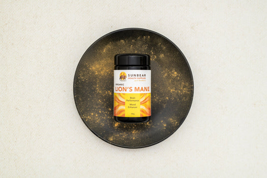 Sunbear Health Premium Organic Lion's Mane Extract (10:1 Ratio) - 100g  + N-Acetyl-L-Tyrosine – Sunbear Health Supplies – 500mg – 60VCaps