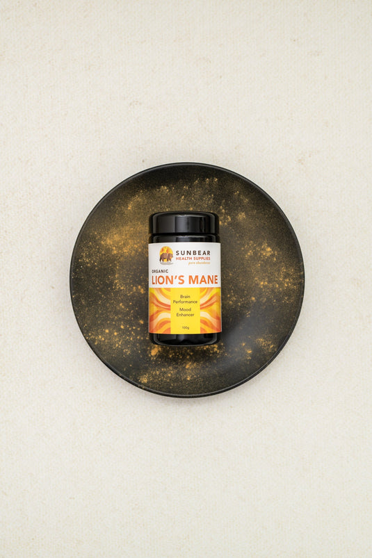 Sunbear Health Premium Organic Lion's Mane Extract (10:1 Ratio) - 100g  + N-Acetyl-L-Tyrosine – Sunbear Health Supplies – 500mg – 60VCaps