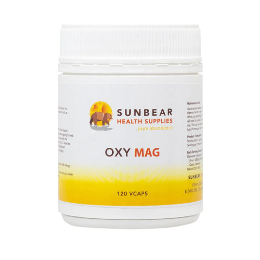 Sunbear Health Supplies - OxyMag Powder - Oxygenated Magnesium Intestinal Cleanser & Detoxify- 120 Capsules