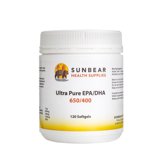 Ultra Pure EPA/DHA 650/400 - Fish Oil - 180 Gels -Sunbear Health Supplies