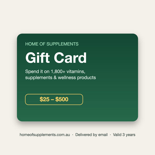 Home of Supplements gift card, $25 to $500
